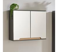 Home Source Florence Mirrored Hanging Wall Bathroom Storage Cabinet Grey