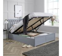 Home Source Florida Wooden Ottoman Storage Bed Frame Wood Bedstead in Grey | Size: King Home Source Grey King