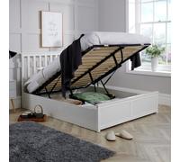 Home Source Florida Wooden Ottoman Storage Bed Frame White Wood King