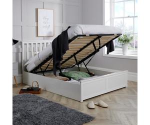 Home Source Florida Wooden Ottoman Storage Bed Frame White Wood King