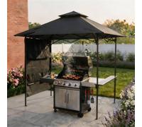 Home Source Folding BBQ Gazebo Outdoor Garden Marquee Tent with Accessory Pack in Black Home Source Black