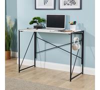 (White) Folding Compact Desk Computer Table Storage Hook