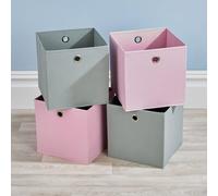 Home Source Folding Square Storage Utility Box Drawer 4 Piece Fabric Cube Set Home Source Multicolor