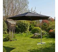 Home Source Gozo 3m Garden Outdoor Overhanging Cantilever Crank Parasol Black