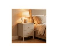 Home Source Grace 2 Drawer Bedside Cabinet Nightstand Bedside Lamp Table Bedroom in Beige Home Source Beige