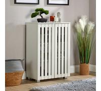 Home Source Halden 2 Door White Shoe Cabinet Hallway Storage Organiser Unit