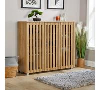 Home Source Halden 3 Door Oak Shoe Cabinet Hallway Storage Organiser Unit