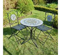 Home Source Hampshire Mandala Mosaic Outdoor Patio Garden Metal Bistro Set Black