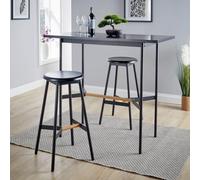Home Source Harvey Black Compact Bar And Round Stool Set