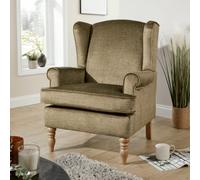 Home Source Helena Fabric Green Olive Wingback Occasional Armchair