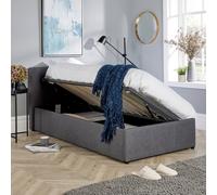 Ottoman Single Storage Bed Side Lift Hopsack Fabric Bed Frame Gas Lift Furniture