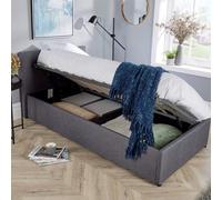 Ottoman Single Storage Bed Side Lift Hopsack Fabric Bed Frame Gas Lift Furniture