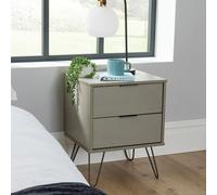 Home Source Industrial Bedside Cabinet Bedroom End Side Tables Nightstand 2 Drawer in Grey Home Source Grey
