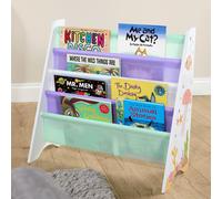 Home Source Kids 4 Tier Bookshelf Bookcase Sling Book Rack Compact Design Home Source Multicolor