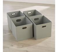 Foldable Soft Grey Non-Woven Square Storage Box Set of 4 (33x37x33 cm)