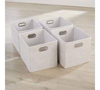 Home Source Cube Pack of Four Canvas Fabric 33x37cm Large Storage Insert Boxes in White | Size: 33x37 cm Home Source White 33x37 cm