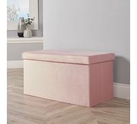 Sofia Folding Rectangular Velvet Storage Ottoman Home Source Light Pink One Size
