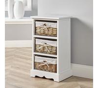 Home Source Lichfield Fully Assembled 3 Wicker Basket Drawer Chest Storage Unit White