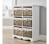 Lichfield 6 Wicker Basket Drawer Chest Storage Unit Home Source White One Size