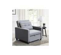 Home Source Linen Upholstered Convertible Sleeper Sofa Chair for Living Room in Dark Grey Home Source Dark Grey