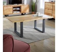 Home Source Live Edge Coffee Table Solid 26mm Acacia Top Black Metal Legs