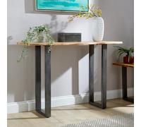 Home Source Live Edge Console Table Solid 26mm Acacia Top Black Metal Legs