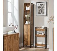 Home Source Locastra Bathroom Cabinet Storage Tall Floor Unit 1 Door & Shelves in Brown Home Source Brown