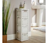 Home Source Lopera Fully Assembled Slim Compact 4 Drawer Storage Tower Unit White