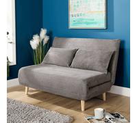 Home Source Lorena Double Clic Clac Grey Upholstered Sofa Bed Lounger Chair