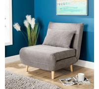 Home Source Lorena Single Clic Clac Grey Upholstered Sofa Bed Lounger Chair