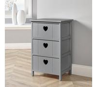 Home Source Wooden Drawer Chest Storage Unit Bedroom Organiser Bedside Love Hearts in Grey Home Source Grey