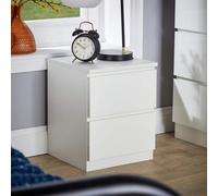 Home Source Lugano 2 Drawer Bedside Cabinet Hidden Handles White, White
