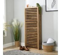 Luna Compact Shoe Storage Cabinet Rack Stand Cupboard 3 Slatted Doors