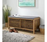 Luna Shoe Bench Storage Cabinet Cushion Padded Seat Two Sliding Doors
