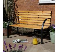 Home Source Lupine Natural Metal Framed Curved Wooden Seats 2 Person