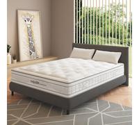 Home Source Lyra King 5ft Pocket Sprung Luxury Quilted Mattress Medium Firmness 28cm Deep, White