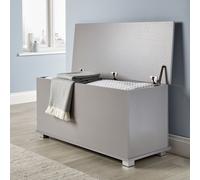 Home Source Malmo Grey Ottoman Storage Chest - Toy & Blanket Box, 99x39x45 cm, Hinged Safety Lid, Flat-Packed