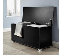 Home Source Ottoman Storage Chest Toy Bedding or Blanket Box Large Wooden Home in Black Home Source Black