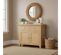 Home Source Melbourne 2 Drawer 2 Doors Sideboard Solid Wooden Cabinet Oak Top in Light Oak Home Source Light Oak