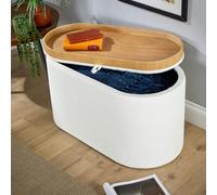 Home Source Merida White Storage Ottoman With Reversible Tray Top Lid