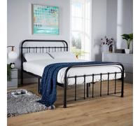 Solid Slats Metal Bar Bed Frame Home Source Black Single