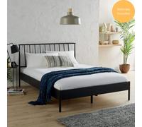 Home Source Metal Frame Bed & Mattress Bedroom Furniture Headboard Black | Size: King Home Source Black King