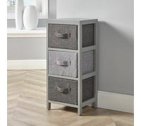 Home Source Metro Fully Assembled 3 Drawer Chest Storage Unit Grey