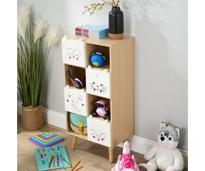Home Source Milo Kids Cube Storage Bookcase With Animal Drawers