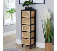 Home Source Mosina Fully Assembled 5 Drawer Rattan Storage Chest