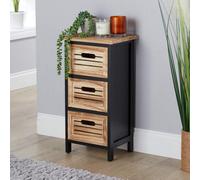 Home Source Mostyn Fully Assembled 3 Drawer Black And Oak Storage Chest