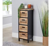 Home Source Mostyn Storage Chest Of 4 Drawer Black and Oak