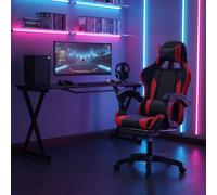 Home Source Neuro Red Black Fully Adjustable Gaming Computer Chair With Footrest And Lumbar Support