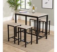 Home Source Nicosia Light Oak Dining Table And Bar Stool Set