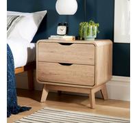 Home Source Nordica 2 Drawer Bedside Storage Unit Oak